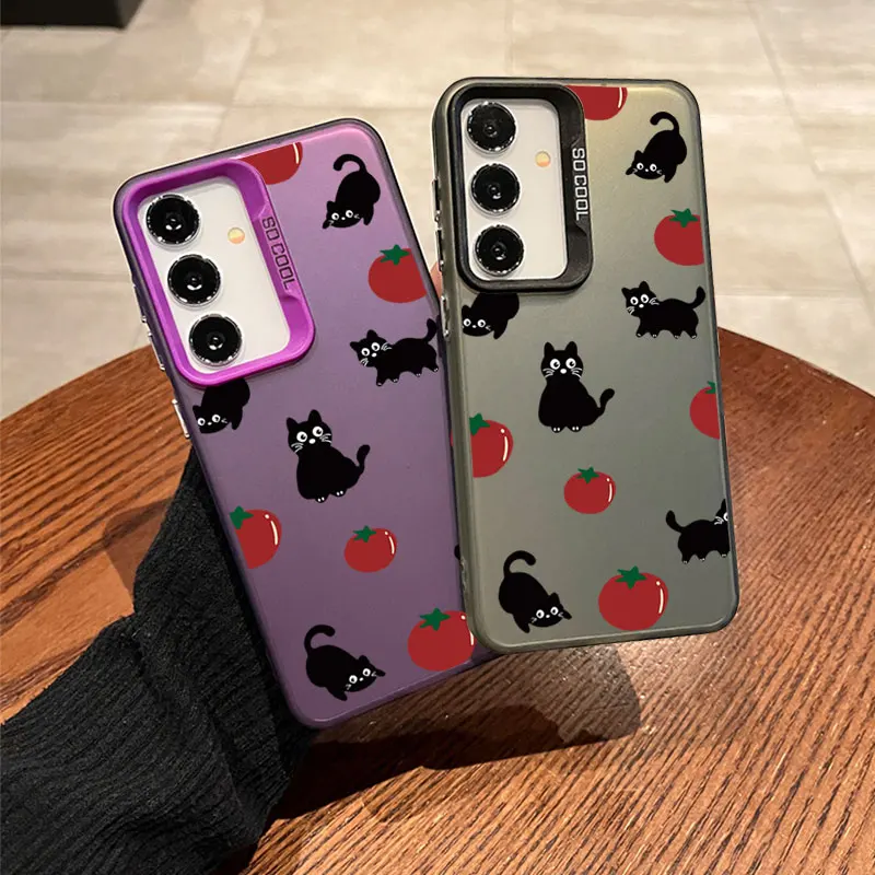 For Samsung Galaxy A 13 14 15 20 21 22 23 25 31 33 34 35 5G 50 51 52 53 54 55 70 71 72 Colorful Soft Phone Case Tomato Black Cat