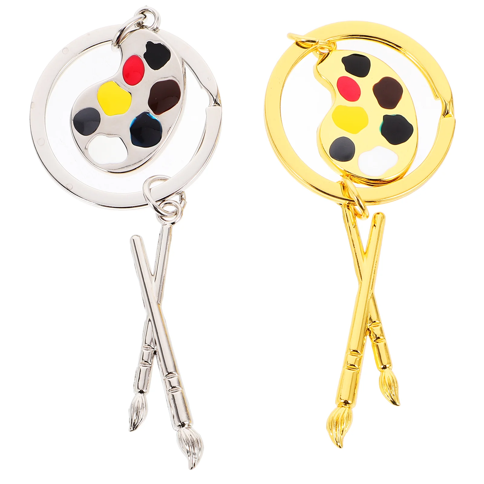 2Pcs Painting Board Keychains Golden Hanging Pendants Decorations Creative Accessories Meaningful Gifts