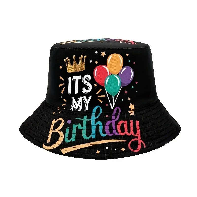 Birthday Party Black Bucket Hat with 