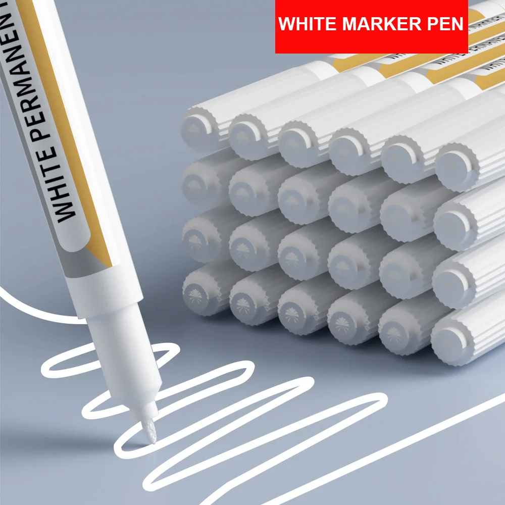 5/10/15 Pcs Permanent 1mm Tip White Marker Pens - For Metal, Wood, Plastic, Ceramic & More -Office Stationery & School supplies.