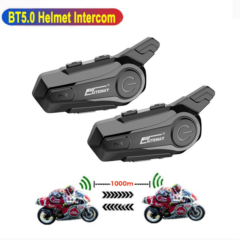 

Motorcycle Intercom V5.0 Bluetooth-compatible Helmet Headsets for 2 Riders Handsfree Anti-interference Handsfree Interphone