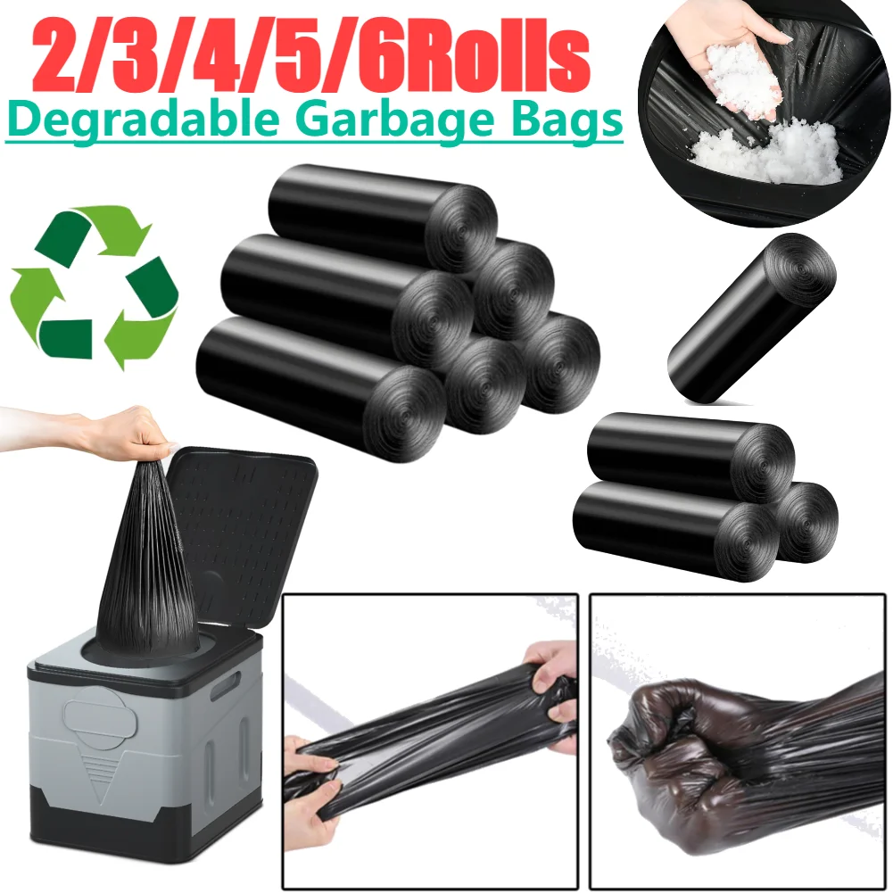 

6-2Rolls Degradable Garbage Bags Disposable Outdoor Folding Toilet Garbage Bag Environmentally Friendly for Camping Fishing Home