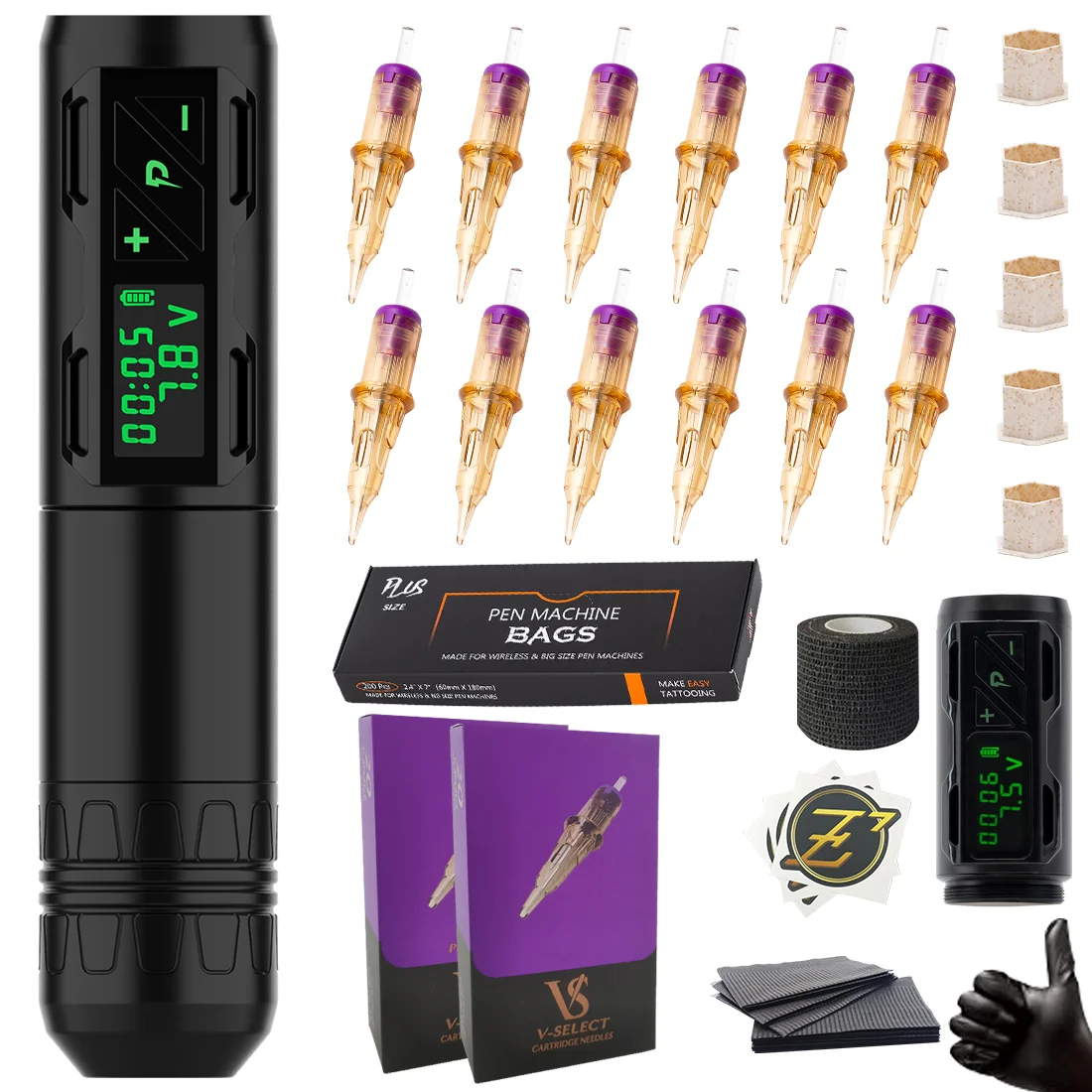 

EZ Portex Gen 2S Wireless Battery Tattoo Pen Machine 40pcs Cartridge Tattoo Needles SMP Permanent Makeup Tattoo Kits