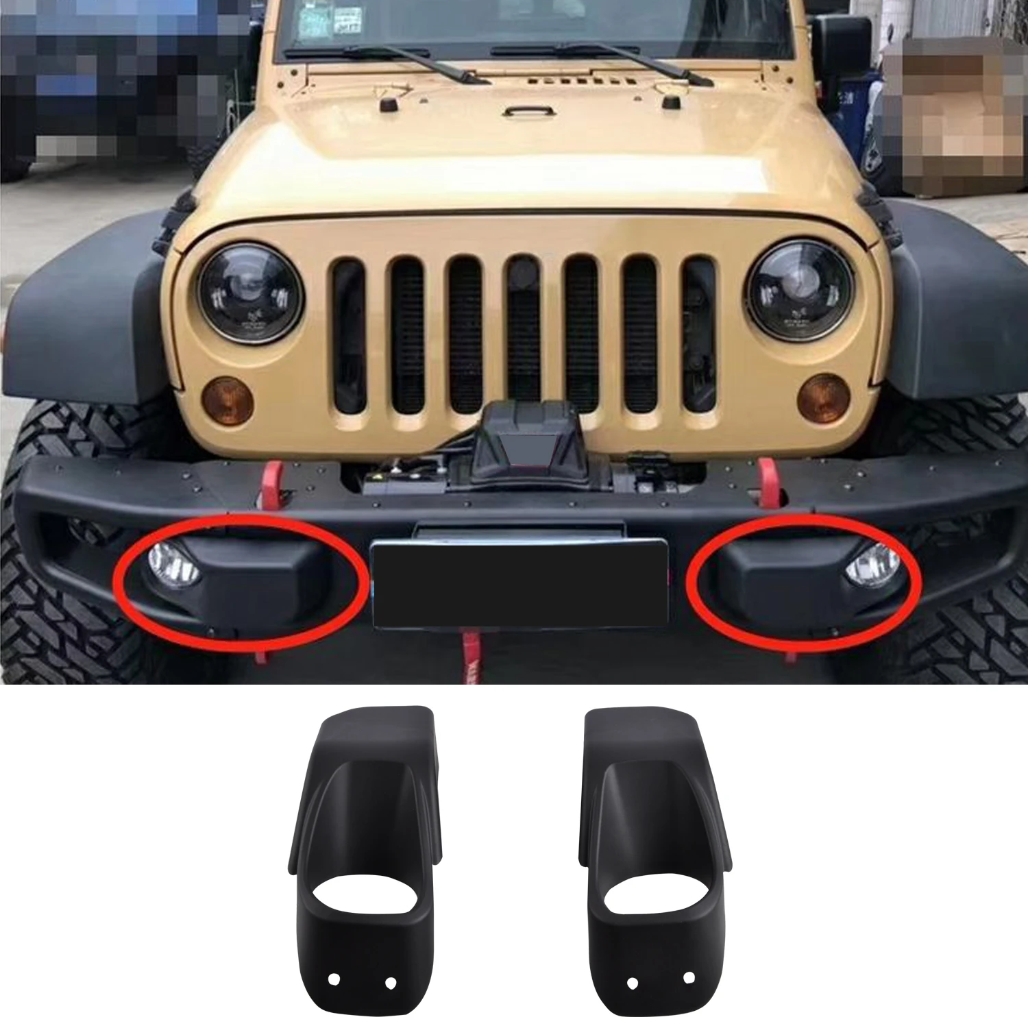 For 2007-2017 Jeep Wrangler JK 10th anniversary Bumper decoration frame Front Plastic Fog Light Lamp Covers Car Assesories