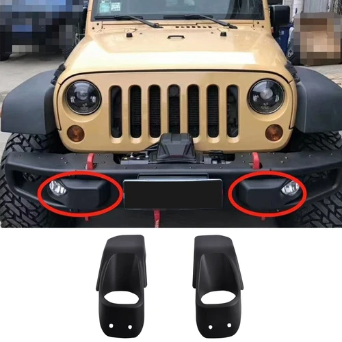 Imagen 2 del producto Para 2007-2017 Jeep Wrangler JK 10 ° aniversario marco decorativo de parachoques cubiertas de lámpara de luz antiniebla de plástico delantero accesorios de coche