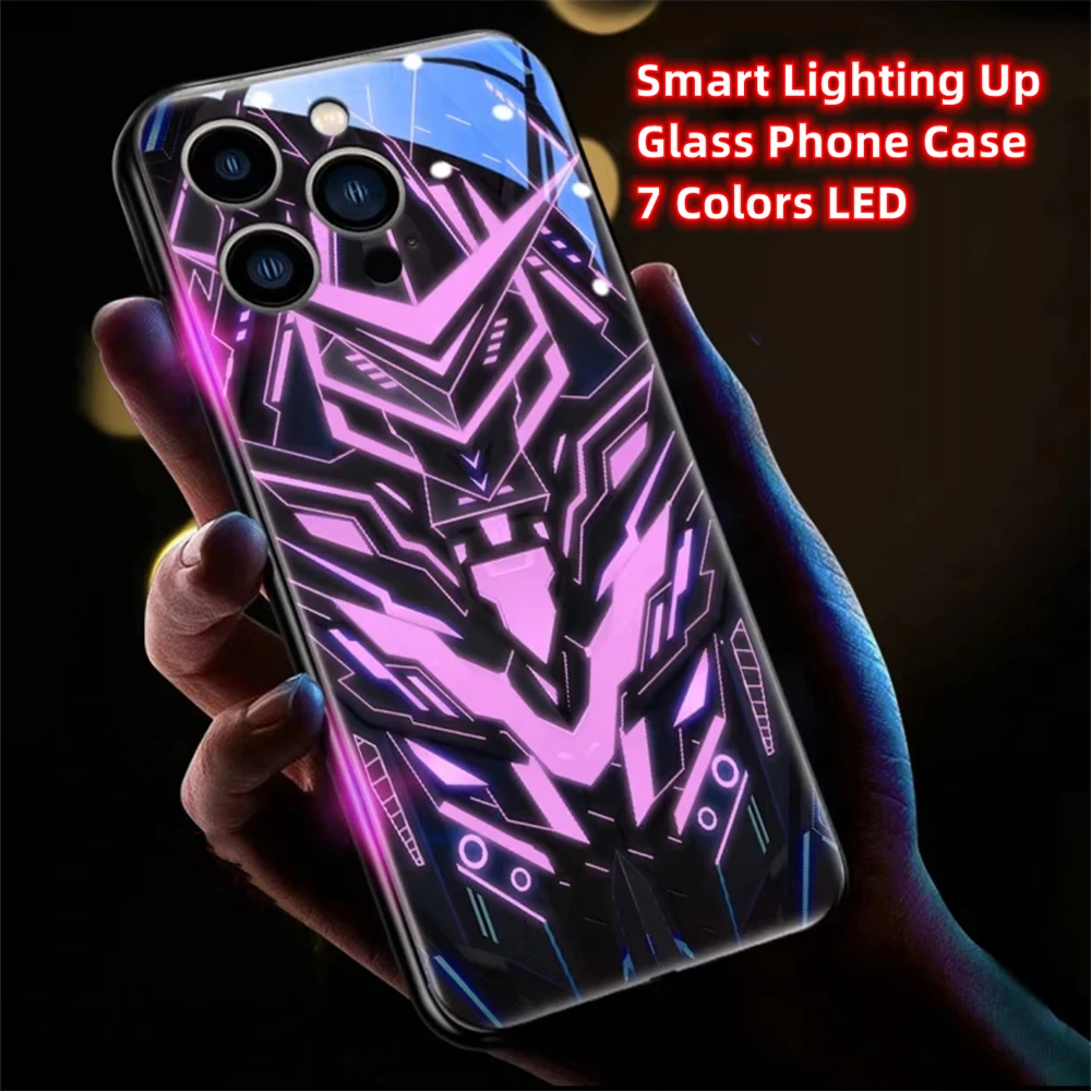 Laser-Panzer-Mech-Muster LED-Licht Leuchtende Handyhülle Glitzer-Cover für iPhone Air 17 16 E 15 14 13 12 11 Pro Max Plus – Detail 21
