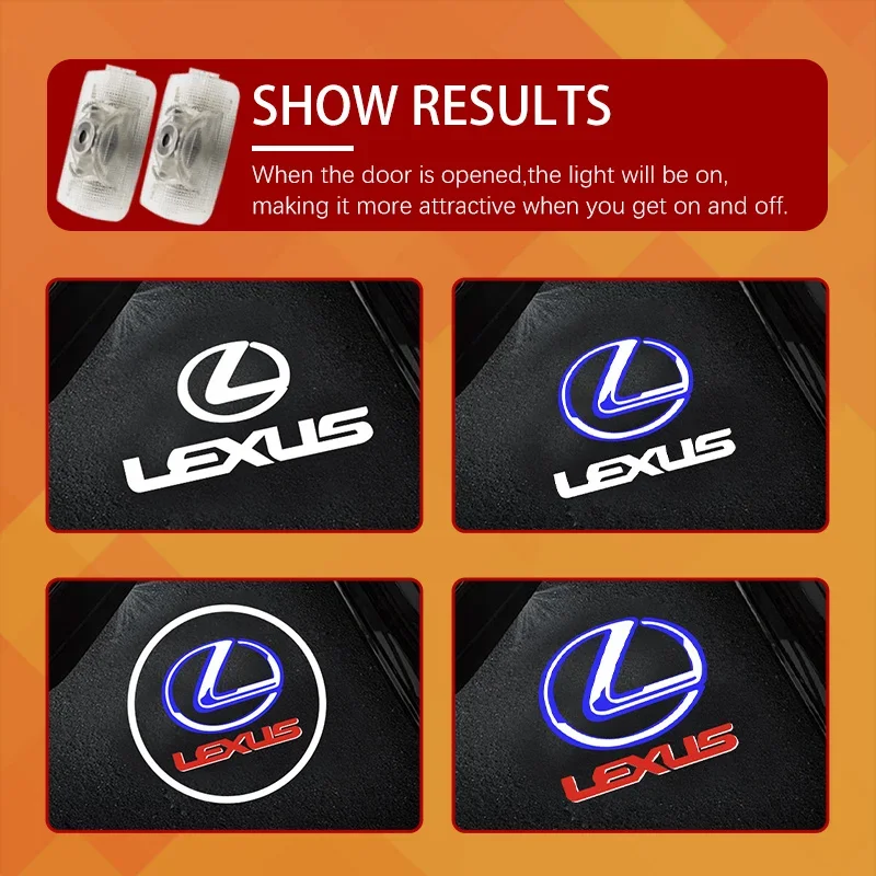 

LED Car Door Logo Projector Ghost Shadow Welcome Light For Lexus ES250 ES300 ES350 RX300 LX470 LX570 ES RX GX UX RC Accessories