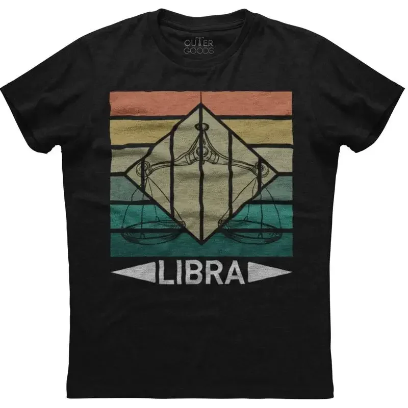 Libra Zodiac Sign Vintage Design Mens  Cotton Black T shirt