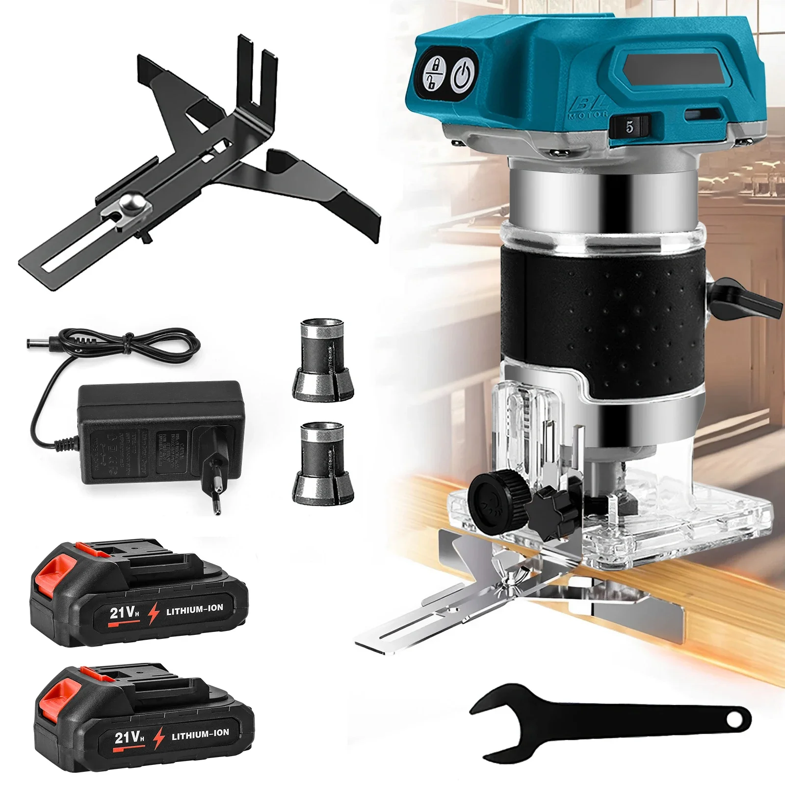 Brushless Wood Router Wood Trimmer Machine Electric Hand Trimmer Carpentry Tool Woodworking Trimming for Makita 18V Battery