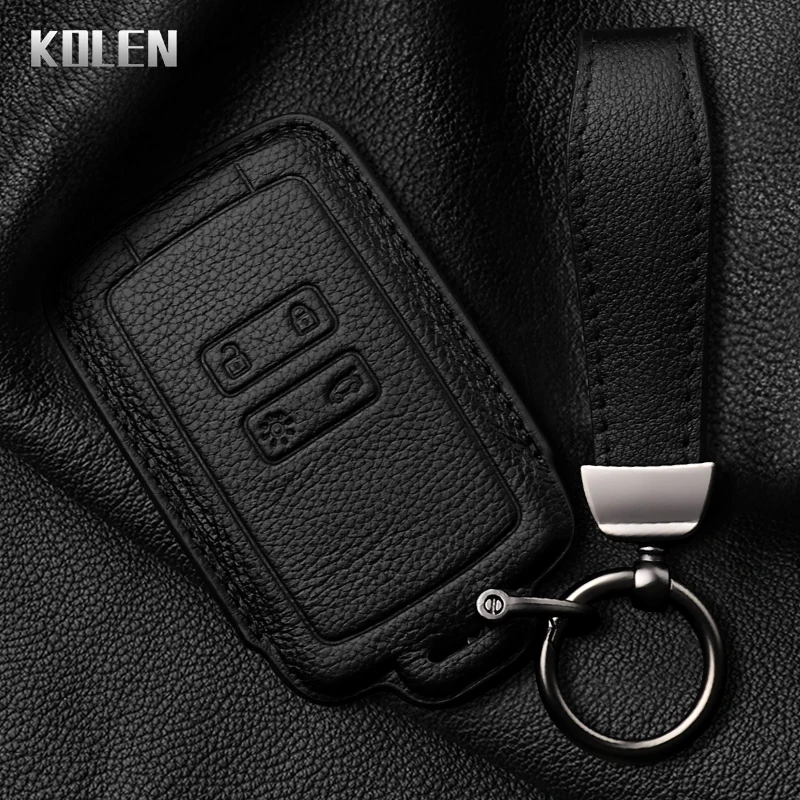 Leather Car Card Key Case Cover Shell For Renault Koleos Captur Megane Clio Scenic Talisman Arkana For Dacia Sandero Accessories