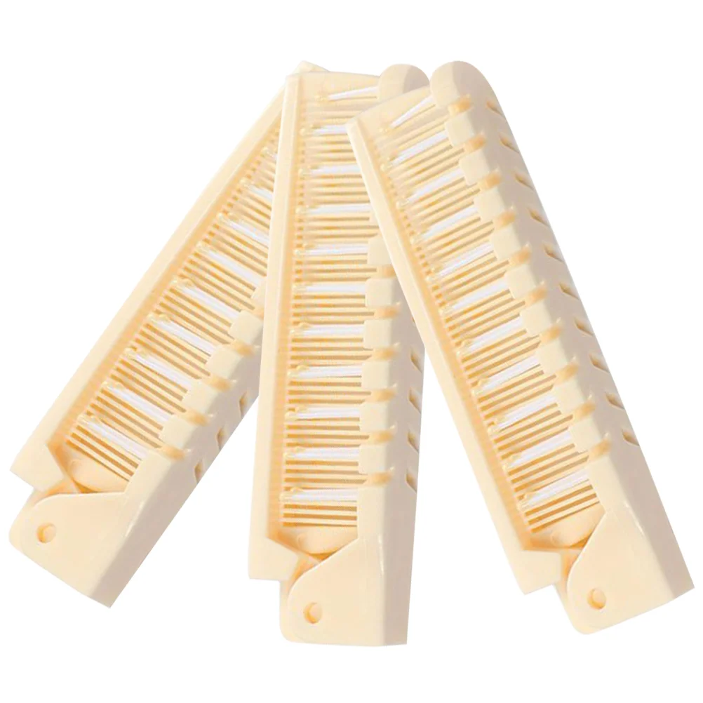 3 Pcs Folding Comb Toddler Travel Size Hair Brush Foldable Double Plastic Round Child