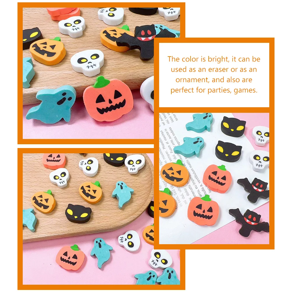 Imagem -05 - Halloween Papelaria Borrachas Borracha Crânio Abóbora Bat Forma Desenho Suprimentos Halloween Party Favor 100 Pcs