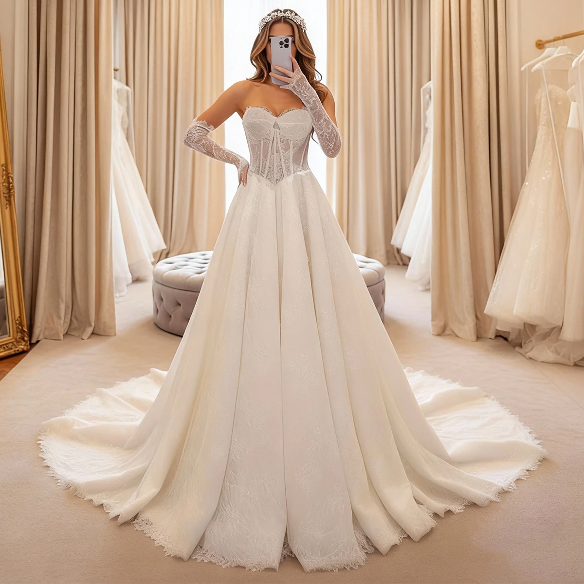 

Элегантное кружевное свадебное платье в форме сердца для женщин, длинное свадебное платье в форме сердца для невесты, бальное платье с открытой спиной, Vestidos Novia