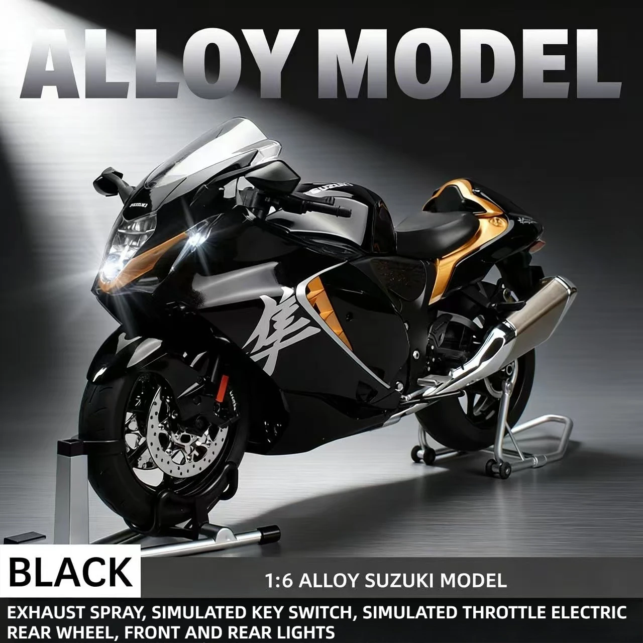 

For SUZUKI HAYABUSA GSX-1300R Spray 1:6 Alloy Metal Diecast Motorcycle Model Dynamic Ornaments Sound And Light Gift Collection