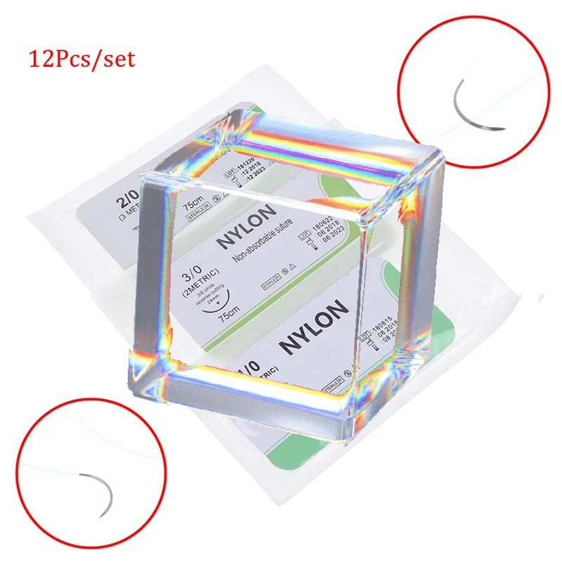 Medical Lab Kit - 外科練習用ナイロン縫合糸キット 2.0 3.0 4.0 12本入り 滅菌針