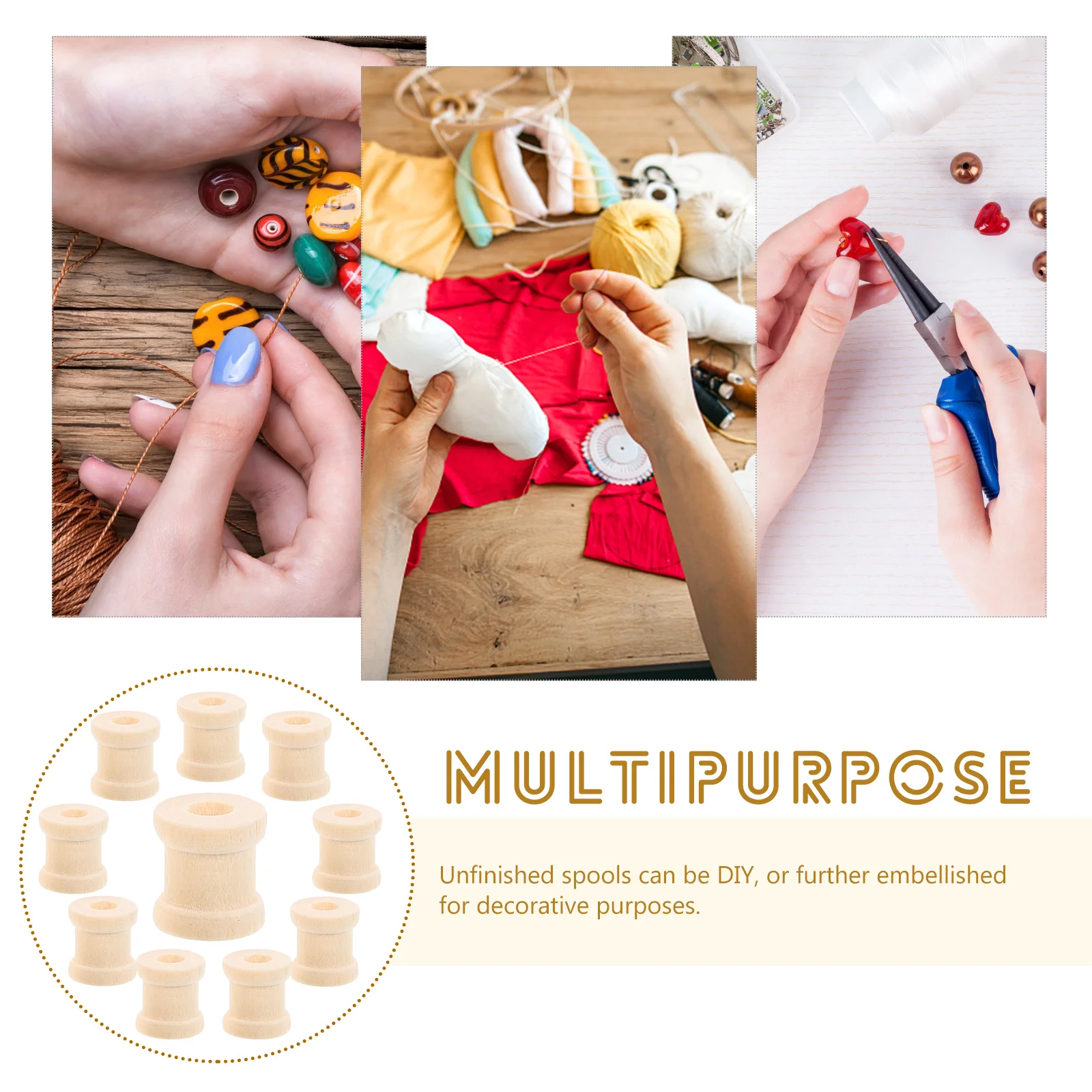 

20Pcs Vintage Wooden Spools Unfinished Smooth Surface Craft Supplies for DIY Painting Staining Decoration Projects Thread String