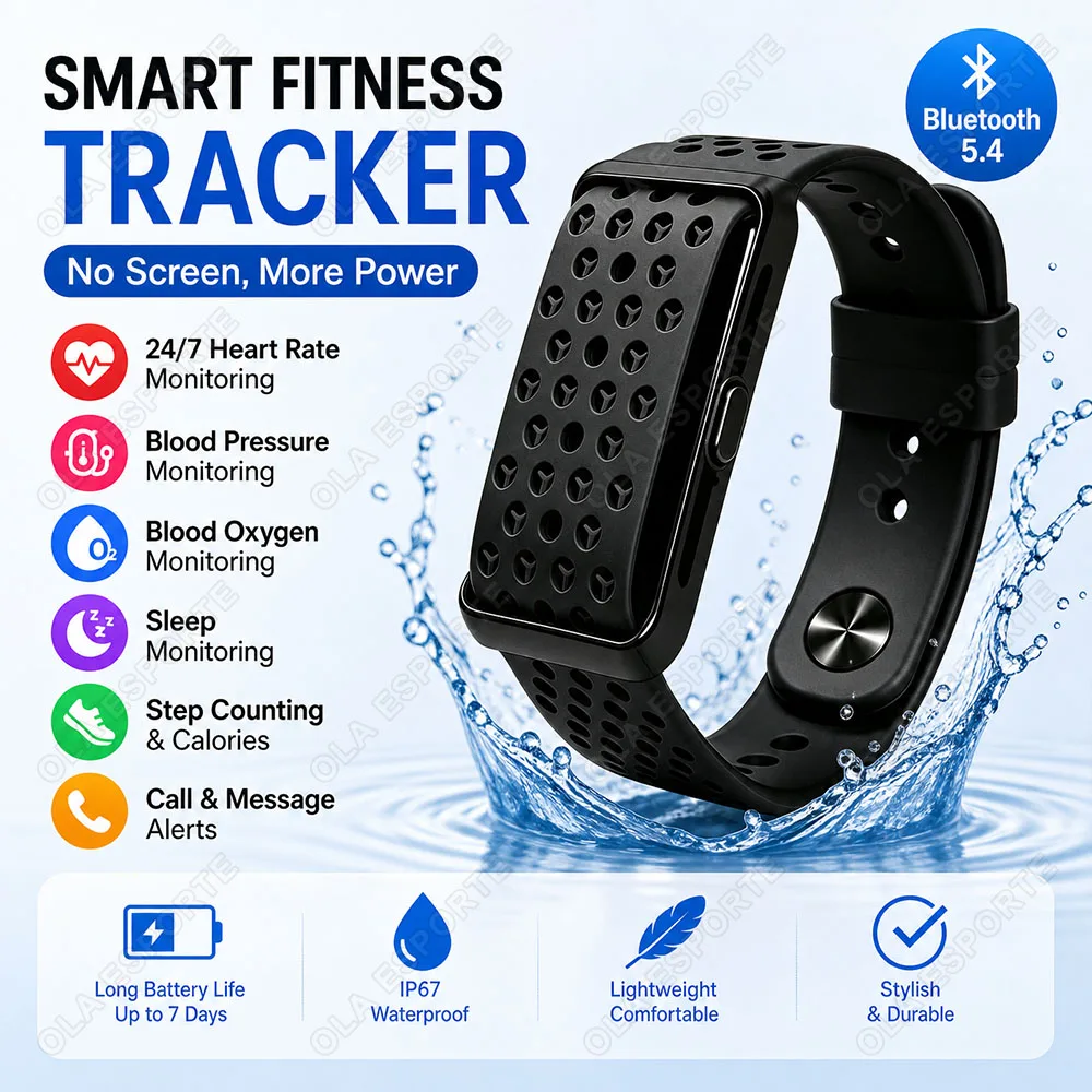 Screenless Smart Watch 24/7 Health Monitoring Heart Rate SpO2 Sleep IP68 Waterproof Sports Tracking Smart Wristband For Men H10