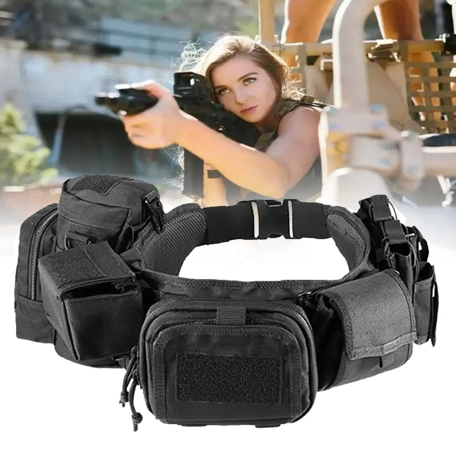 

Tactical Duty Utility Belt Set molle Modular System Security Black Quick Release Belt for Enforcement Guard Security Hunting