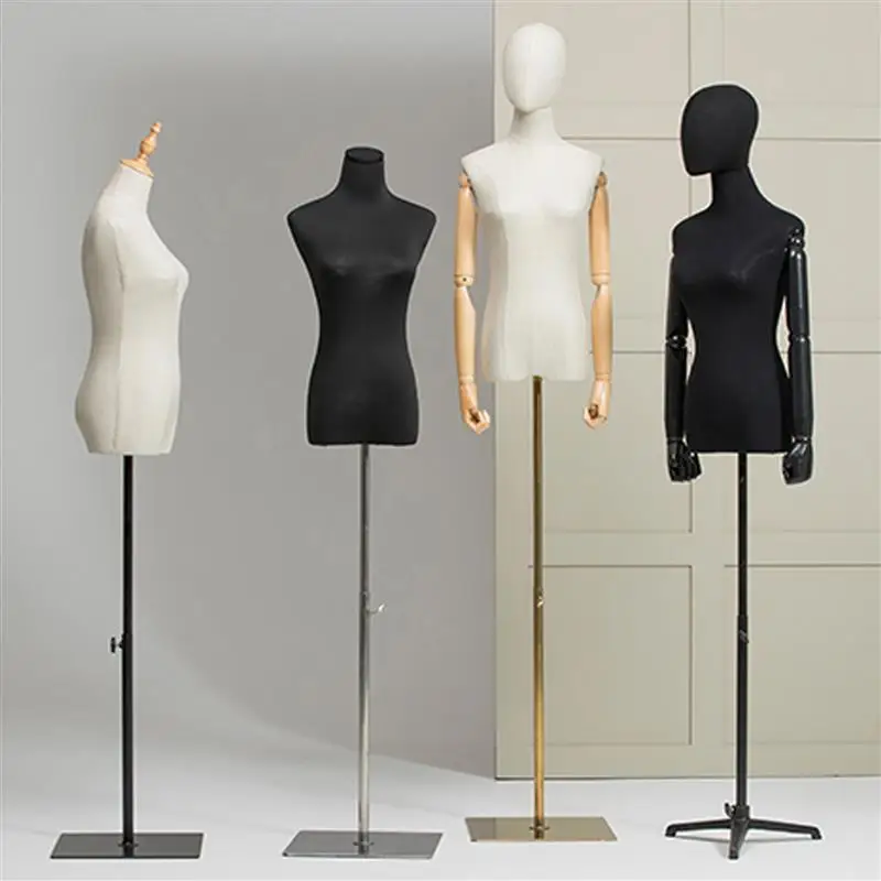 1Pc Female Model Cloth Cover Mannequin Body Fabric Cover Model Accessories Shop Mall Simple Soft Black Body Overlay Body Cover