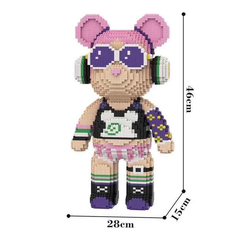 2023 New publishing trend toy violent bear series puzzle DIY stitching small particle building blocks toy decoration model gift