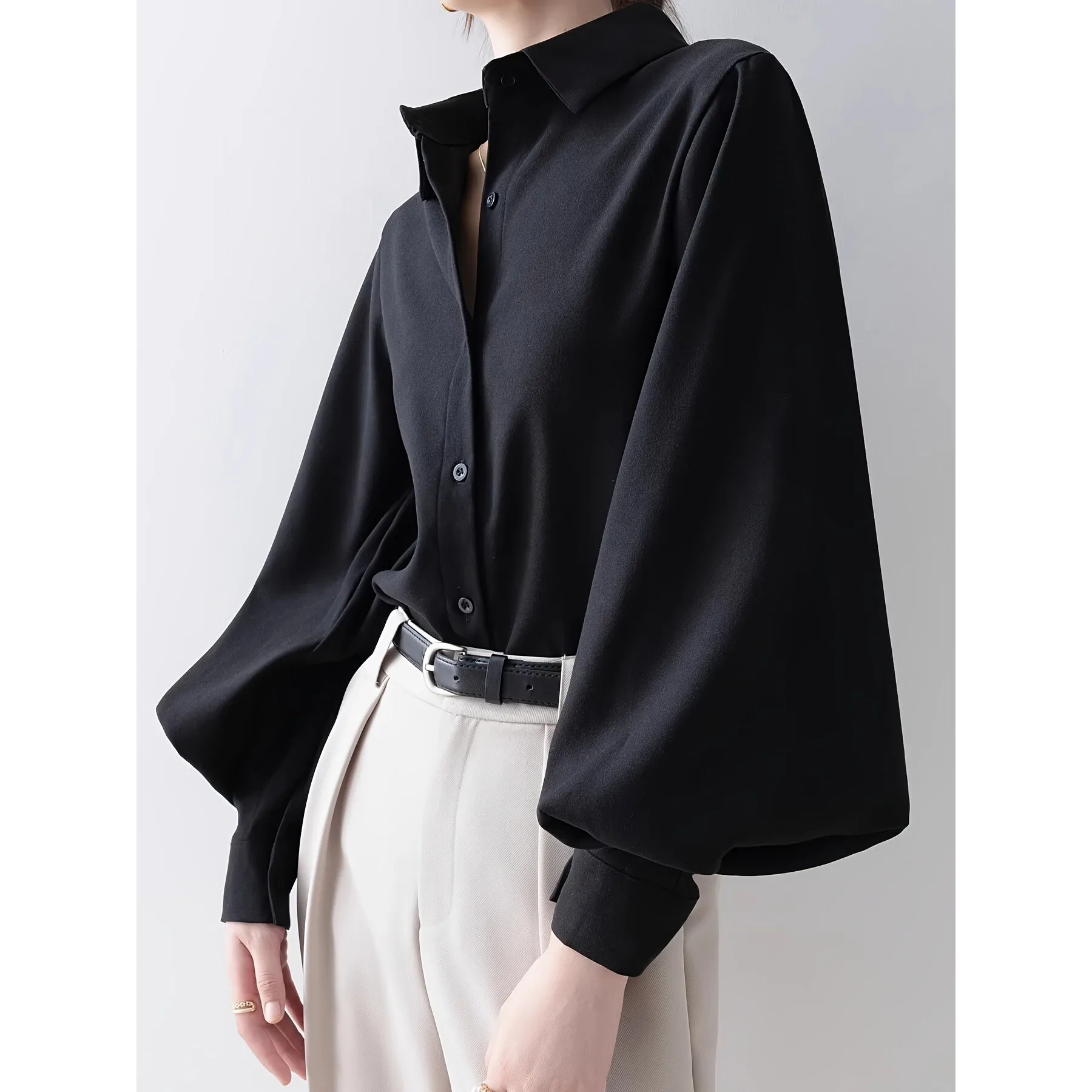

Q 92111 Loose Blouse Design Sensation Shirt Women's Fashion Spring Season Princess Sleeve No Sleeve Transformable Fabric