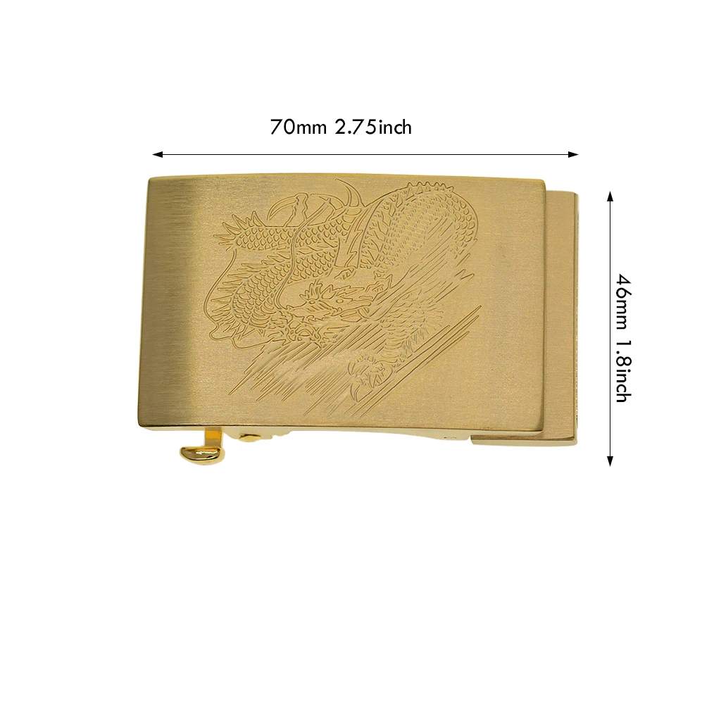 super fine handmade Itlay solid brass auto lock belt buckle for 1.5inch belt 3D Laser craved Dragon pattern