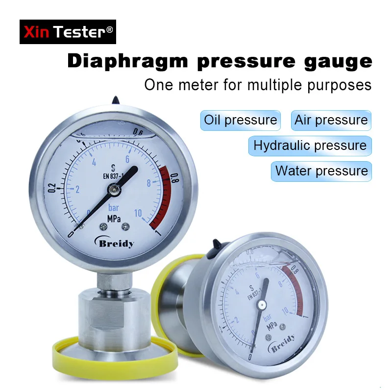 

Xin Tester Air Oil water Hydraulic Pressure gauge Dia 60mm Stainless Steel Diaphragm Manometer Radial/Axial YTP60