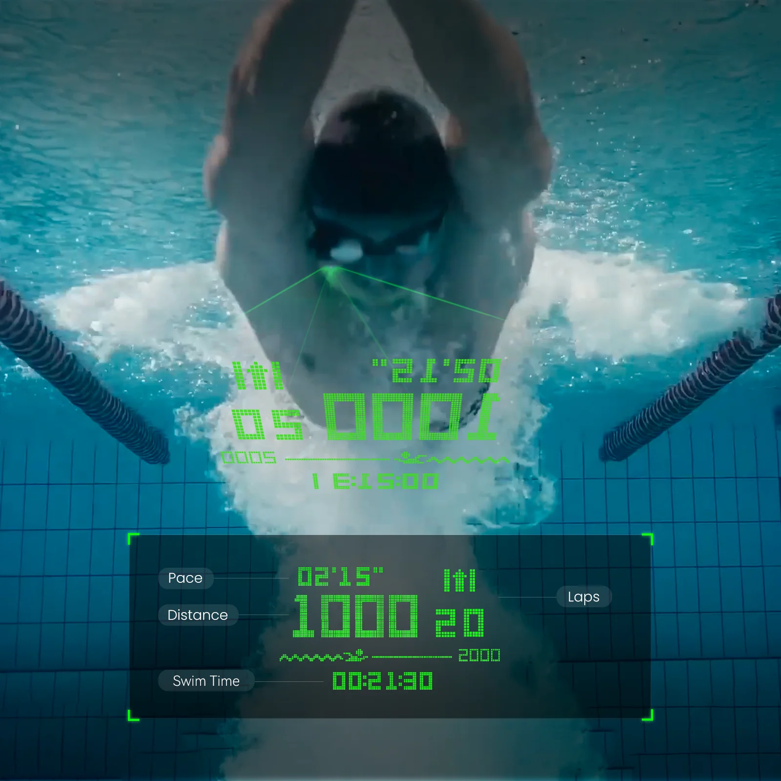 Holoswim 2 Pro AR نظارات ذكية نظارات مكافحة الضباب نظارات السباحة في الوقت الحقيقي متري نظارات جهاز تعقب للياقة البدنية للسباحة