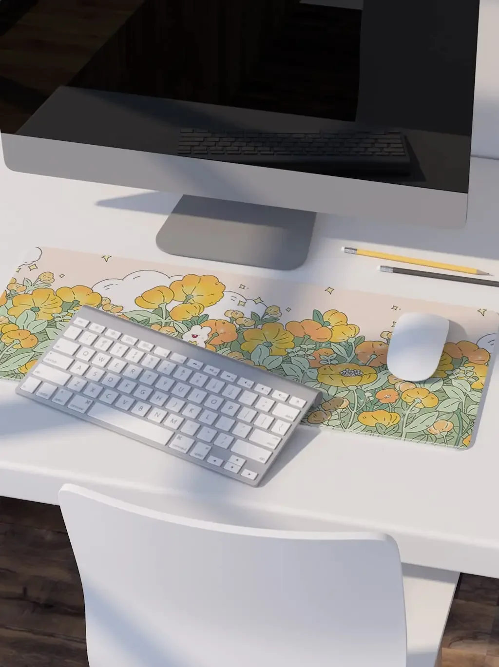 Tapete de mesa de computador fofo para teclado grande mouse pad kawaii estético coelho suprimentos acessórios de decoração de mesa xl estendido