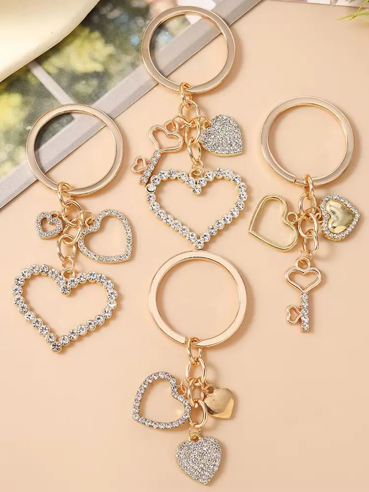 Aihua Fashion Herzförmiger Schlüsselanhänger für Frauen und Mädchen, Kristallherz-Schlüsselring, Handtaschenanhänger, DIY Handgemachter Schlüsselanhänger, Geschenke – Detail 1