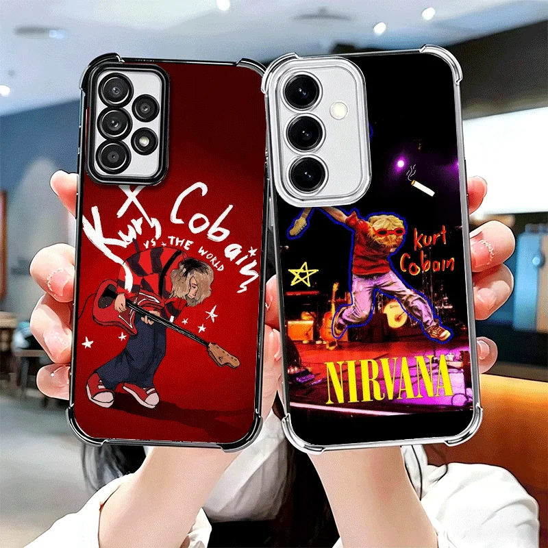 Retro Singer Kurt Cobain Soft Phone Case For Samsung A17 A27 A07 A37 A57 A16 A56 A15 A55 A14 A54 A13 A53 A26 A36 A25 A35 A24 A34
