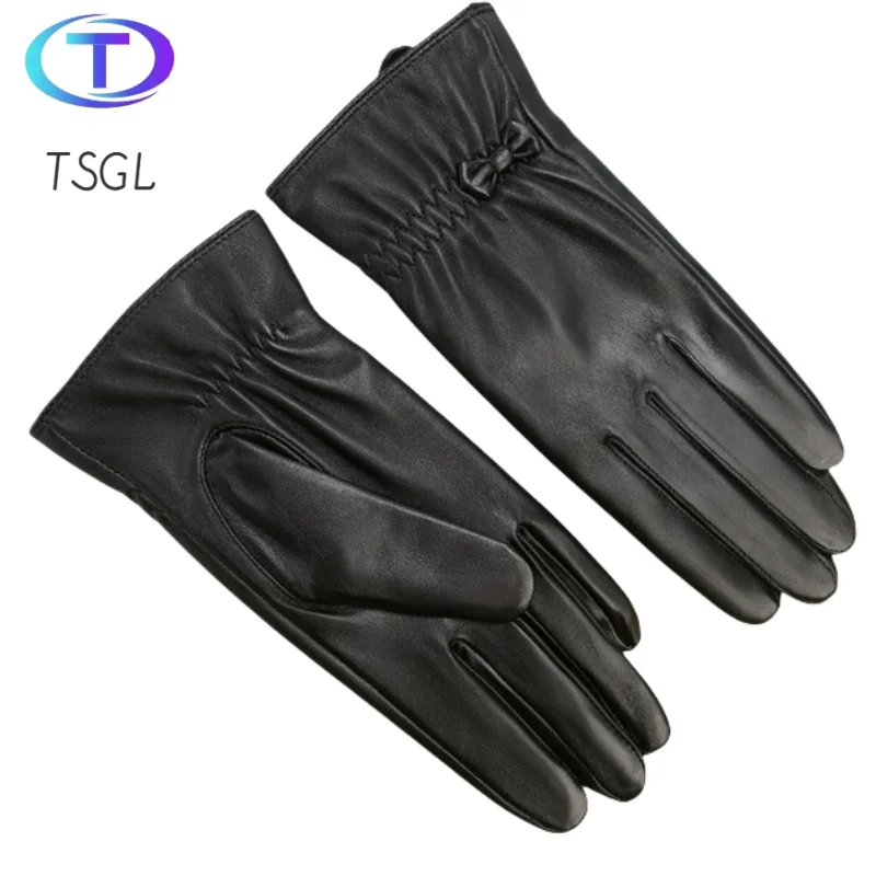 

Cycling Driving Gloves Autumn Ladies Sheepskin Gloves Classic Solid Color 겨울장갑 рукавички жіночі Leather Winter Warm