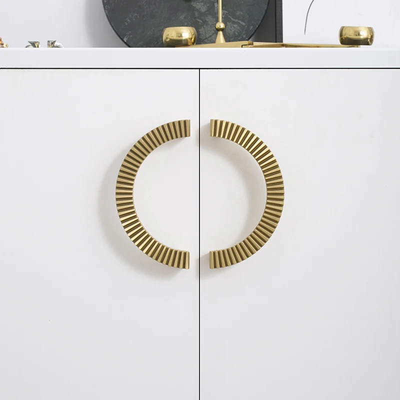 

High-end 1Pair Solid Brass Semicircle Furniture Pulls Rings Drawer Pulls Cupboard Wardrobe Kitchen Closet Shoe TV Cabinet Pulls