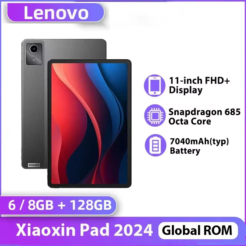 ROM العالمي Lenovo XiaoXin Pad 2024 Tablet 6GB 8GB 128GB منصات Snapdragon 685 11 "عرض WIFI 8MP Cam 7040mAh 20W شحن سريع