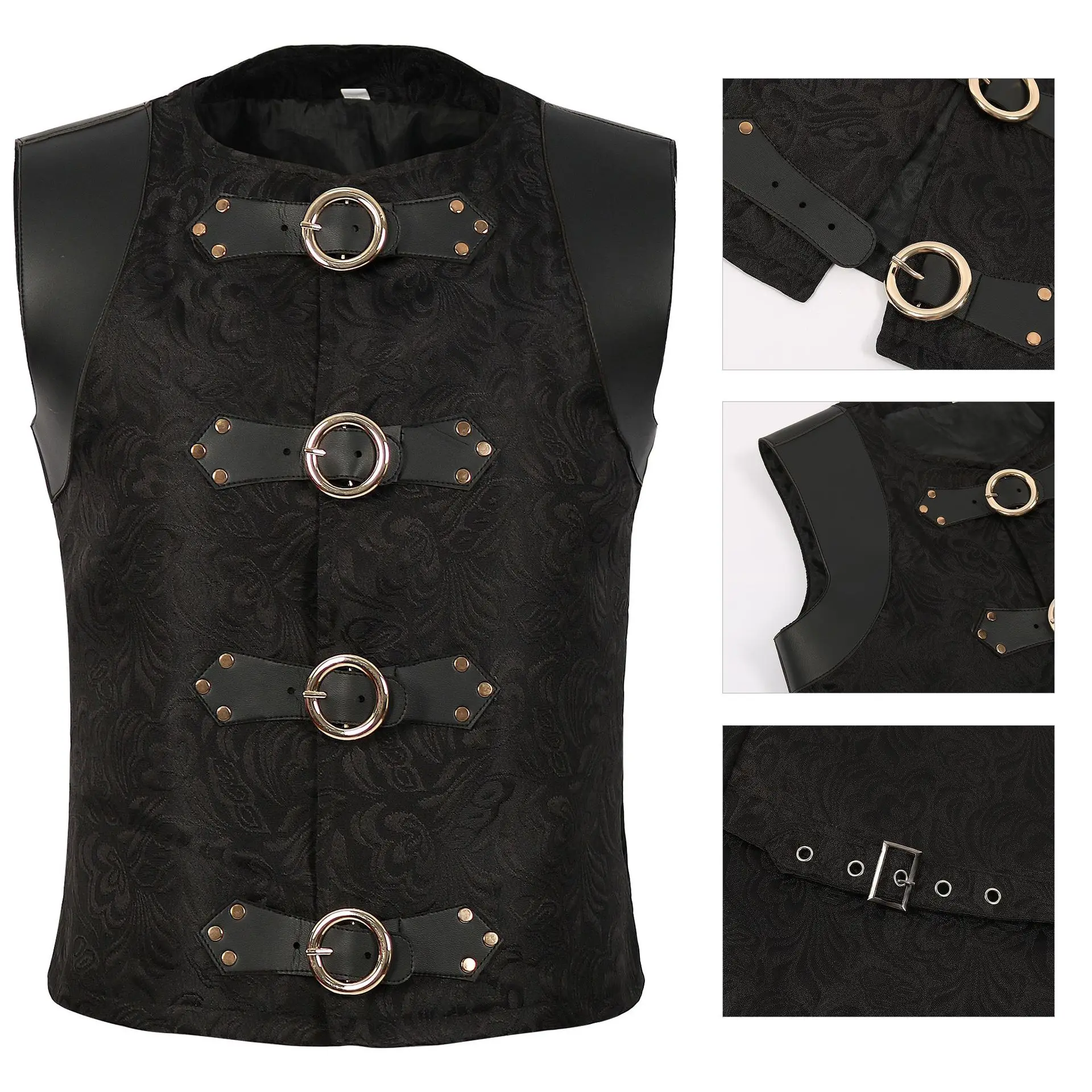 

New 2025 Mens Medieval Jacket Gothic Victorian Suit Vest Steampunk Waistcoat Men's Casual Stage Show Costume Evening Dress