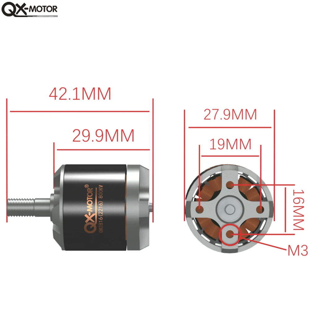 QX-Motore Motore Brushless QM2816 2216 3S/4S 800KV 1100KV CW CCW per RC Multirotore Elicottero Multiasse Drone Parti ad ala fissa