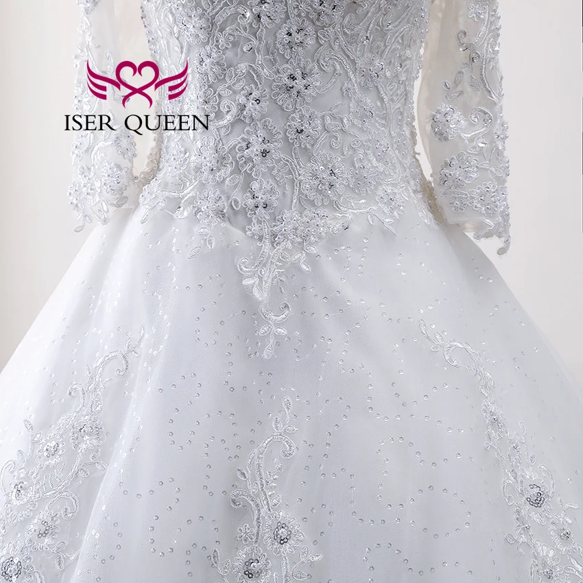 Aangepaste Klassieke Kant Applicaties Kralen Trouwjurk Halve Mouwen Uit De Schouder Plus Size Afrikaanse Trouwjurk WX0001