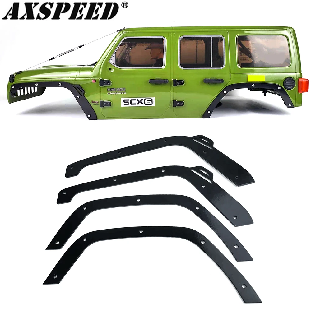 

AXSPEED 4PCS RC Car Fender Flares Metal Wheel Eyebrow Anti-Scratch Strip Lip Stickers for 1/6 RC Crawler Car Axial SCX6 AXI05000