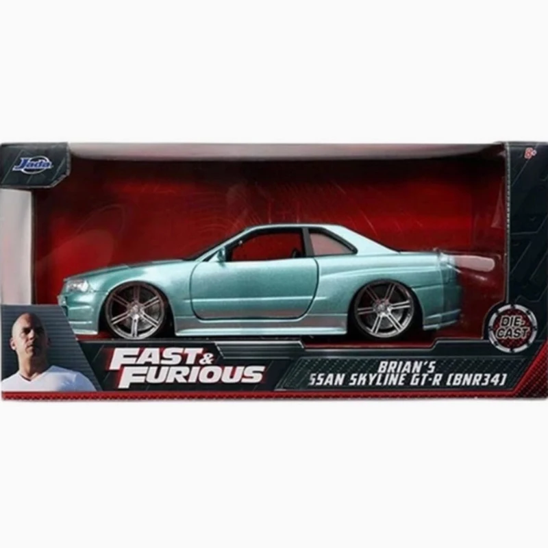 Jada 1:24 Scale GTR-R34 Alloy Simulation Car Model Static Collection Decorated Holiday Gifts Toys Souvenir Gift