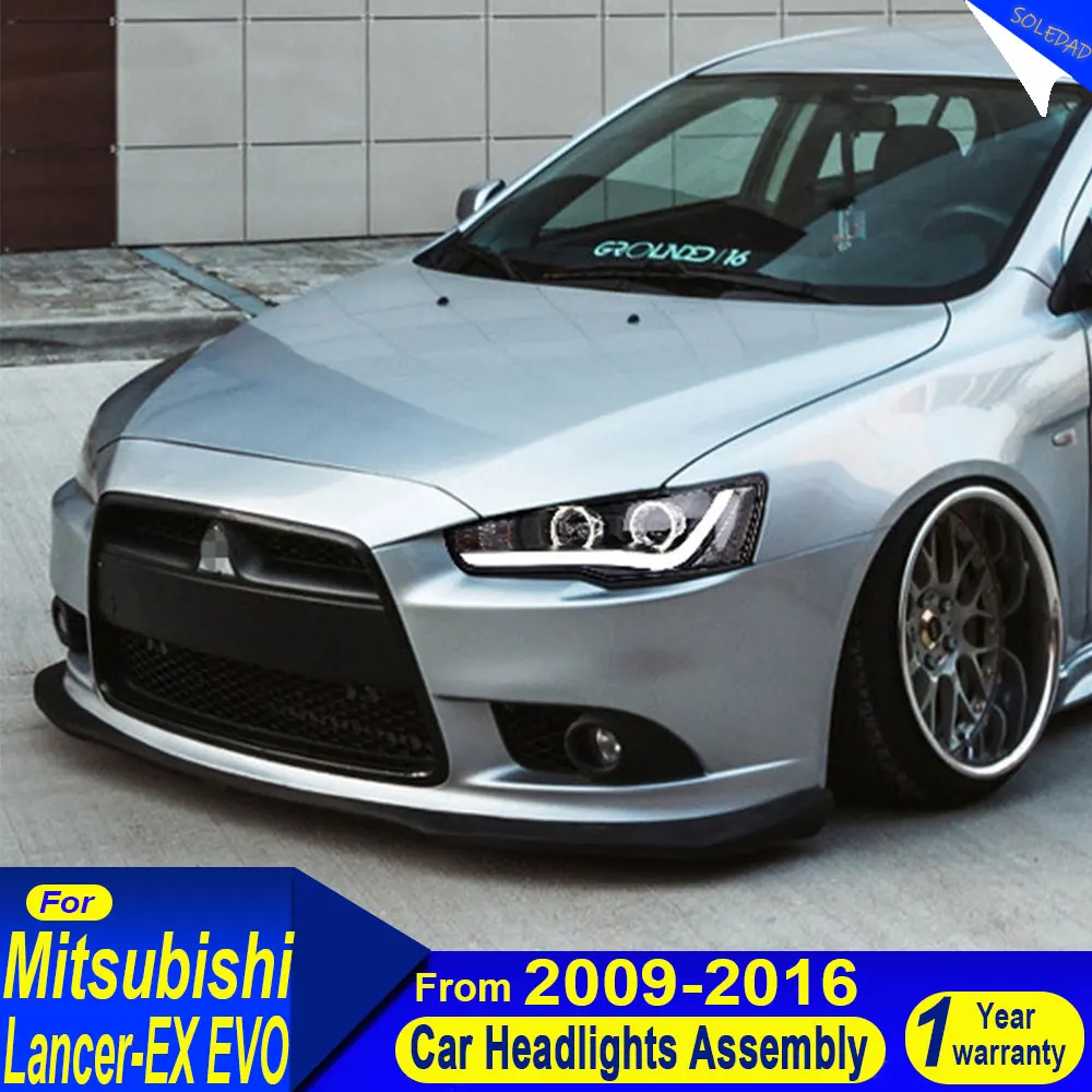 

Car LED Headlights For Mitsubishi Lancer EVO X 2009 2010 2011 2012 2013 2014 2015 2016 2017 Full Black Sequential A Set