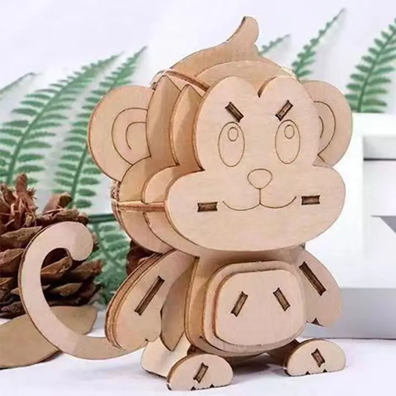 Wooden Multiple Insects and Animals Three-dimensional 3D Puzzle Puzzle Toys Kindergarten Gift Creative DIY Assembly Model