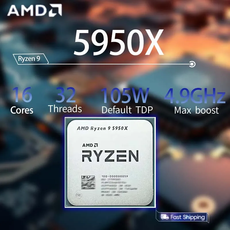 AMD Ryzen 9 5950X CPU R9 5950X processor 16-core 32-thread desktop