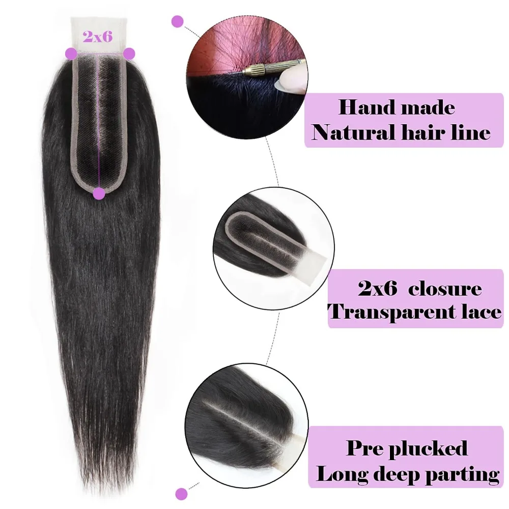 2x6 레이스 클로저 생인모 스트레이트 롱 딥 파팅 킴 K 클로저 100% 인모 내추럴 컬러 프리플러킹 풀 엔드