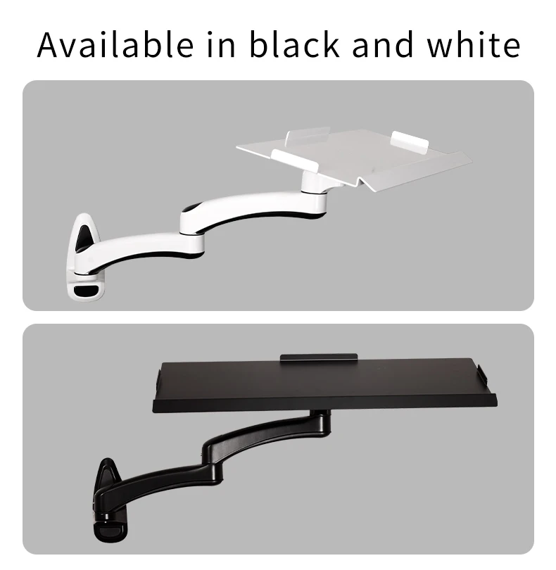 FE112KB-W Industrial Aluminum Alloy Wall Mount Keyboard Tray 90 Degrees Tilt Angle 8kg Load Capacity Easy Monitor