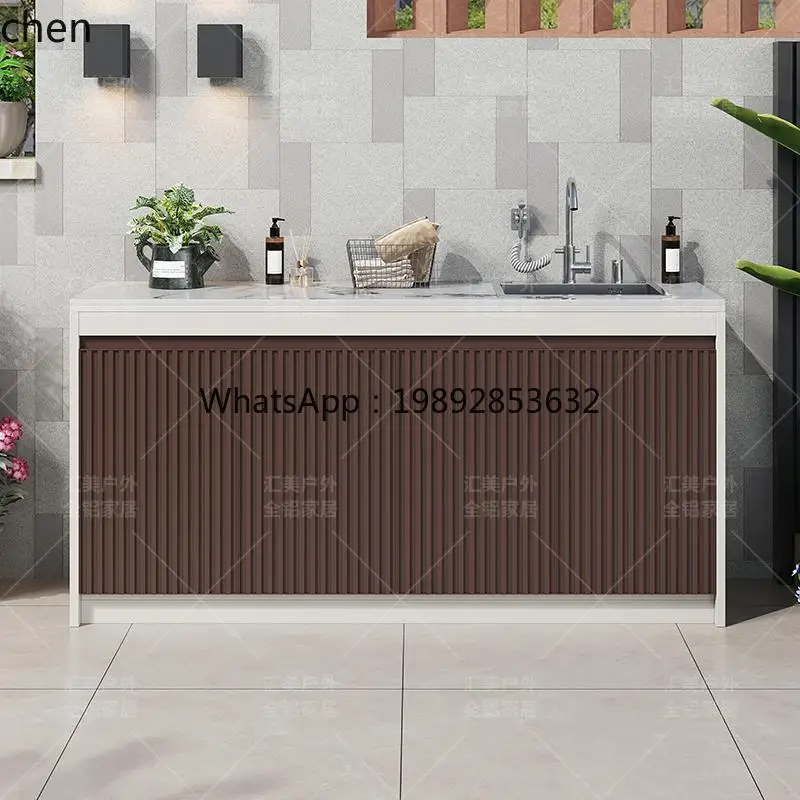outdoor hand washing cabinet with rock slab can be connected to water gun faucet storage cabinet, sunscreen sink cabinet