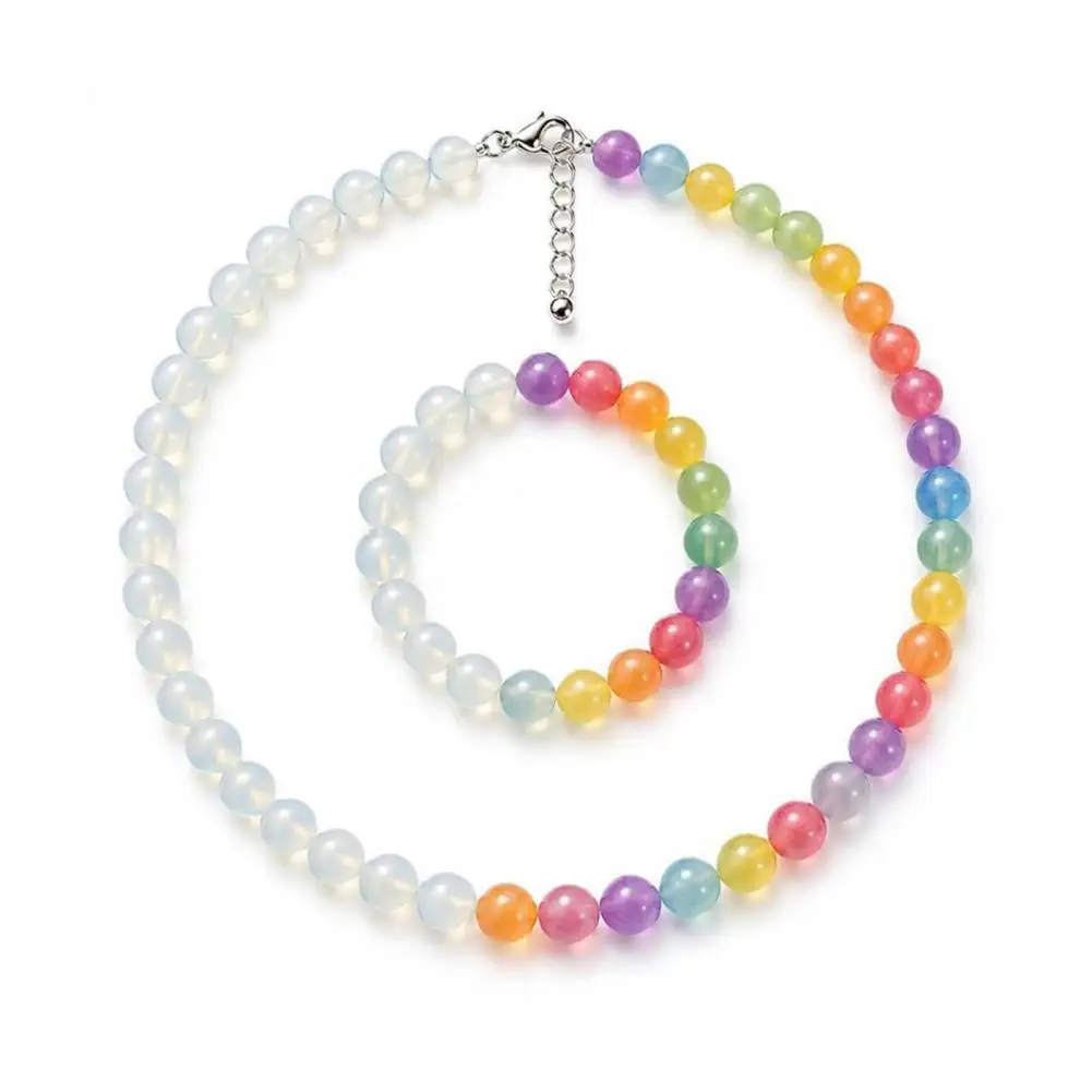 Fun Color Changing Beads Uv Reactive Beaded Necklace Color Changing Beaded Jewelry Set Uv Reactive Dopamine Necklace for Women