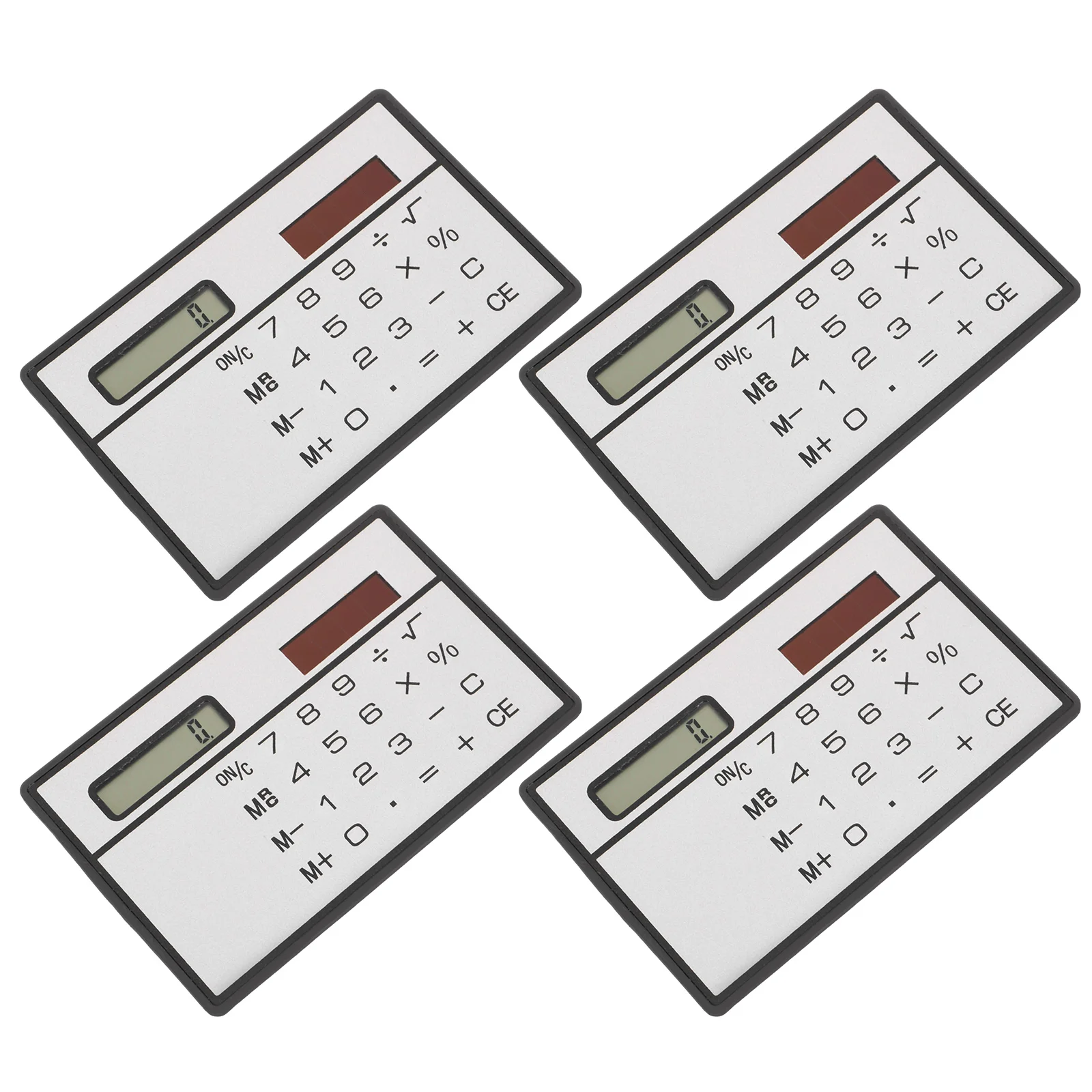 

4 Pcs Solar Powered Calculator Kids Student Mini Portable Pocket Size Basic Math Exam Office Tool Silver Color