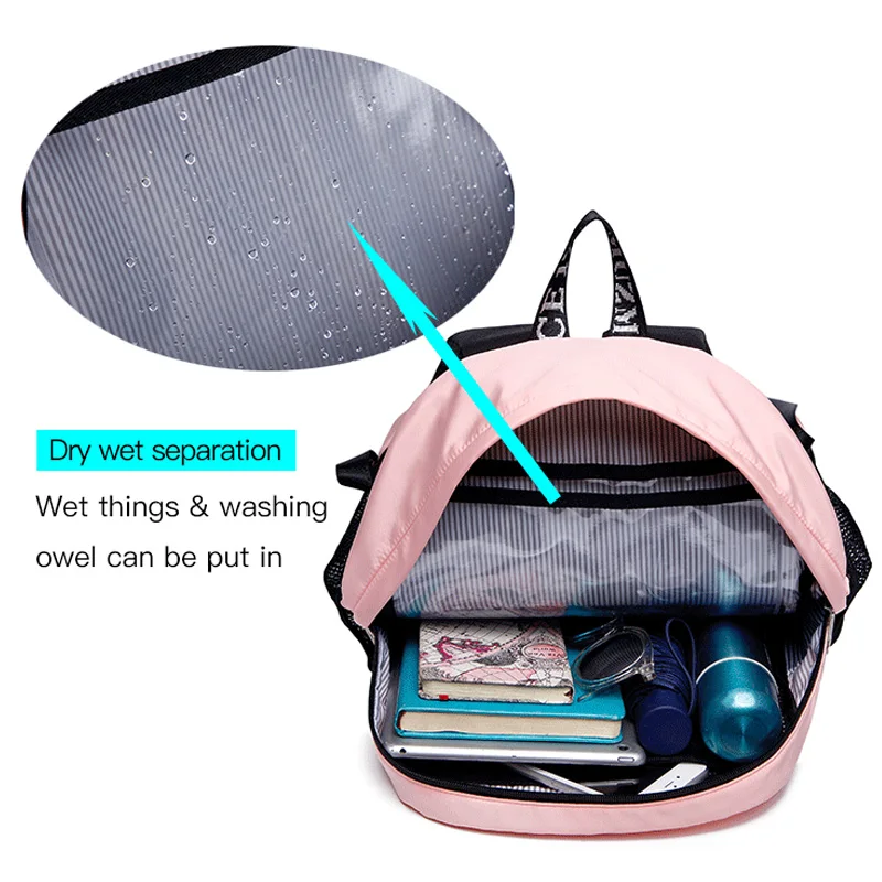 Women Gym Backpack Dry Wet Fitness Bag Travel Rucksack Waterproof Mujer Sac De Sport Gymtas Swimming Bag Training Bags XA850WA