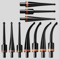 1PC Black Acrylic Mouthpieces Pipe Stems Tobacco Pipe Stem for Smoking Tool Accessories Bent Taper 9mm Filter DIY Holder