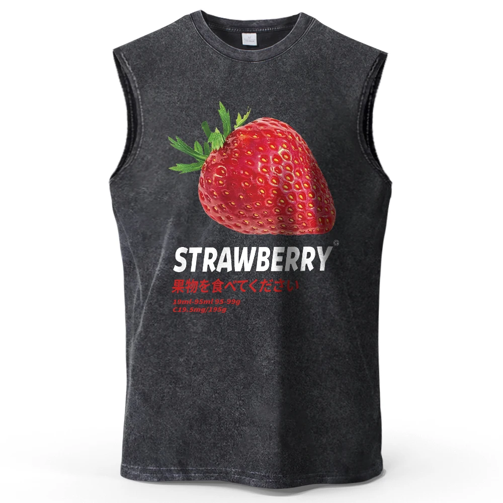 

Футболка с принтом клубники - 220 GSM в городском уличном стиле для мужчин и женщин, 100% хлопок, удобная посадка